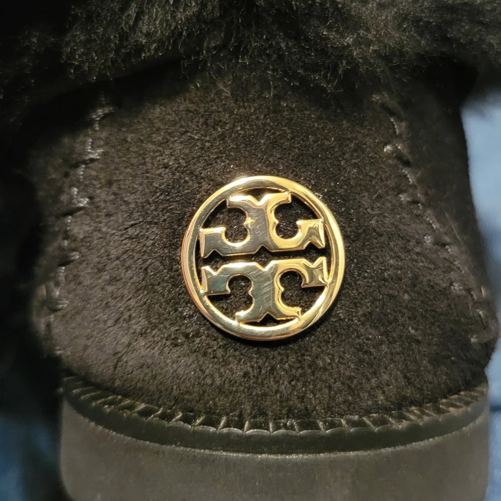 Tory Burch Aberdeen Rabbit‎ Fur Suede Slipper Moccasins - Like New Sz 8